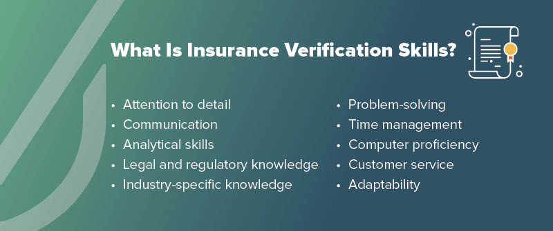A graphic with a text that reads, "What Is Insurance Verification Skills"
