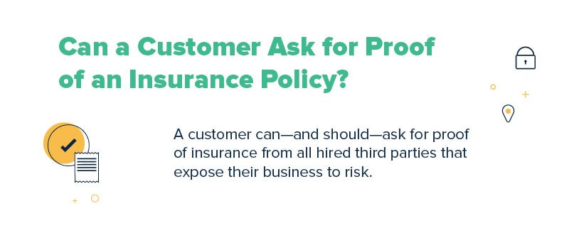 A graphic asking "Can a Customer Ask for Proof of an Insurance Policy"
