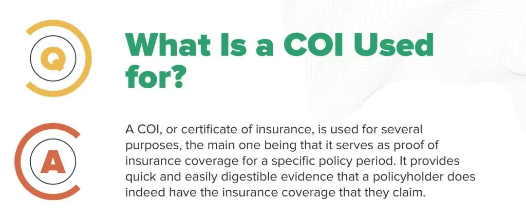 what is a coi used for in each state